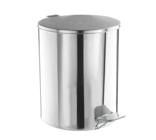 Ведро мусорное с педалью 15 литров, УСИЛЕННОЕ, хром, нержавеющая сталь, ТИТАН