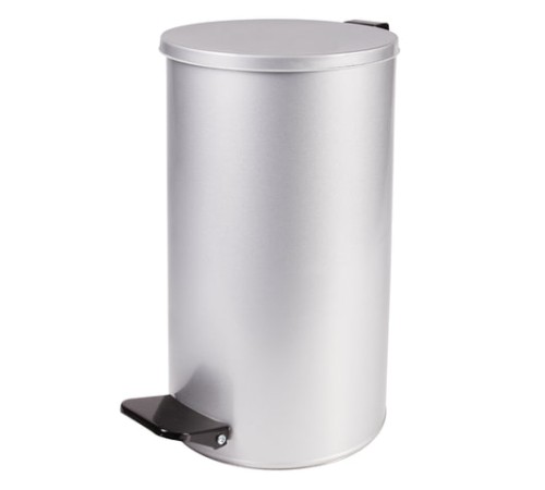 Ведро мусорное с педалью 20 литров, УСИЛЕННОЕ, серое, оцинкованная сталь, ТИТАН