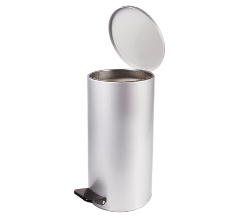 Урна для мусора с педалью 40 литров, УСИЛЕННОЕ, серая, оцинкованная сталь, ТИТАН