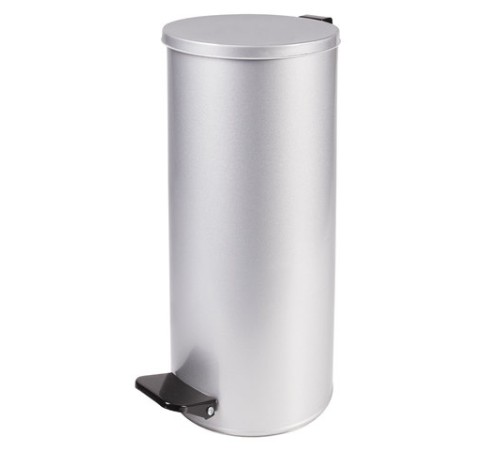 Урна для мусора с педалью 50 литров, УСИЛЕННОЕ, кольцо под мешок, серая, оцинкованная сталь, ТИТАН