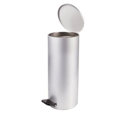Урна для мусора с педалью 50 литров, УСИЛЕННОЕ, кольцо под мешок, серая, оцинкованная сталь, ТИТАН