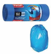 Мешки для мусора 160 л, с ушками, синие, рулон 10 шт., ПВД, 30 мкм, 90х125 см, PACLAN 