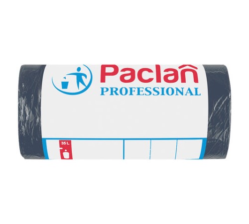 Мешки для мусора 35 л, черные, в рулоне 50 шт., ПНД, 6,2 мкм, 50х60 см, PACLAN 