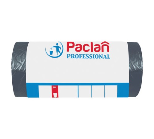 Мешки для мусора 60 л, черные, в рулоне 50 шт., ПНД, 6,2 мкм, 60х80 см, PACLAN 
