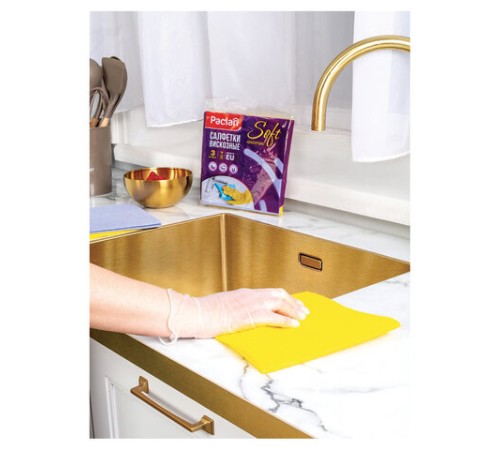 Салфетки универсальные, 38х38 см, КОМПЛЕКТ 3 шт., 110 г/м2, вискоза, PACLAN 