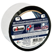 Клейкая лента МЕТАЛЛИЗИРОВАННАЯ 48 мм х 50 м, ПОЛИПРОПИЛЕНОВАЯ ОСНОВА, подвес, UNIBOB, 39117