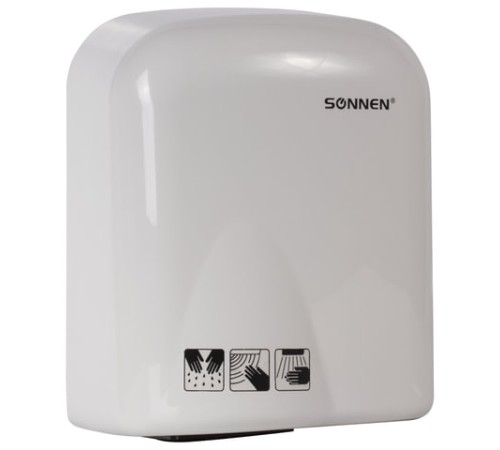 Сушилка для рук SONNEN HD-165, 1650 Вт, пластиковый корпус, белая, 604191