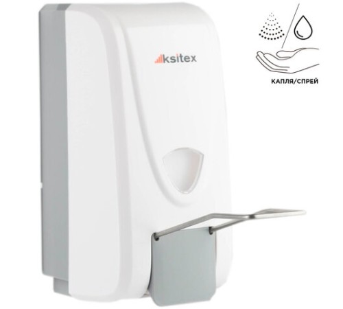 Дозатор локтевой для жидкого мыла и антисептика НАЛИВНОЙ, 1 л, белый, KSITEX, ES-1000