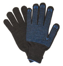 Перчатки хлопчатобумажные, КОМПЛЕКТ 5 ПАР, 10 класс, 50-52 г, 133 текс, ПВХ-точка, LAIMA ЛЮКС 2, ЧЕРНЫЕ, 604470