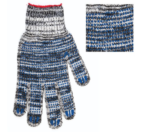 Перчатки хлопчатобумажные, КОМПЛЕКТ 5 ПАР, 7 класс, 60-62 г, 216 текс, ПВХ-точка, LAIMA 