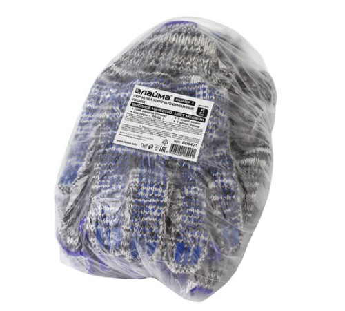 Перчатки хлопчатобумажные, КОМПЛЕКТ 5 ПАР, 7 класс, 60-62 г, 216 текс, ПВХ-точка, LAIMA 