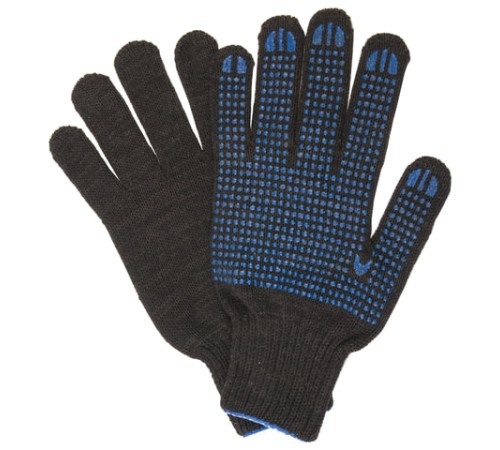 Перчатки хлопчатобумажные, КОМПЛЕКТ 5 ПАР, 7 класс, 65-67 г, 216 текс, ПВХ-точка, LAIMA 