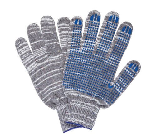 Перчатки хлопчатобумажные, КОМПЛЕКТ 5 ПАР, 10 класс, 50-52 г, 133 текс, ПВХ-точка, LAIMA ЛЮКС 2, СЕРЫЕ, 604474