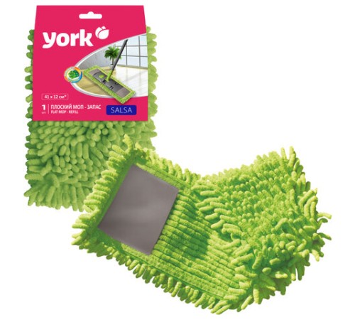 Насадка МОП плоская для швабры/держателя 40 см, карманы (ТИП К), ворсистая микрофибра, ворс 2 см, YORK 