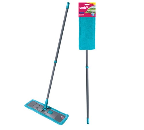 Швабра с флаундером 40 см, телескопический черенок 130 см, еврорезьба, МОП микрофибра (ТИП К), YORK 