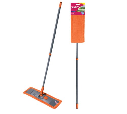 Швабра с флаундером 40 см, телескопический черенок 130 см, еврорезьба, МОП микрофибра (ТИП К), YORK 