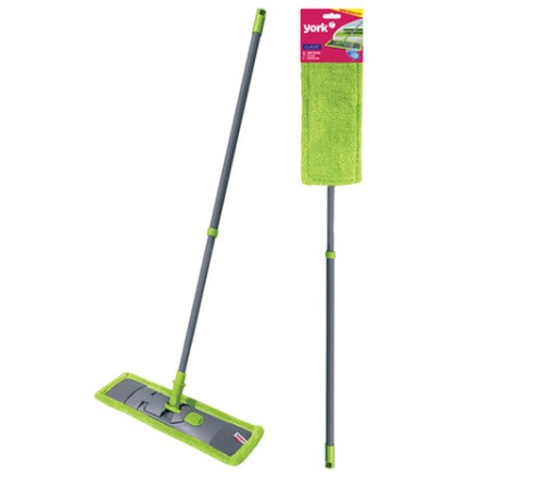 Швабра с флаундером 40 см, телескопический черенок 130 см, еврорезьба, МОП микрофибра (ТИП К), YORK 