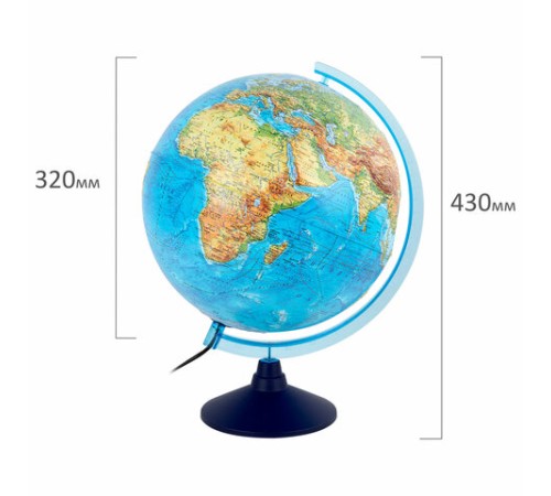 Глобус интерактивный + очки VR, физический / политический, GLOBEN, 32 см, рельефный, с подсветкой, INT13200290