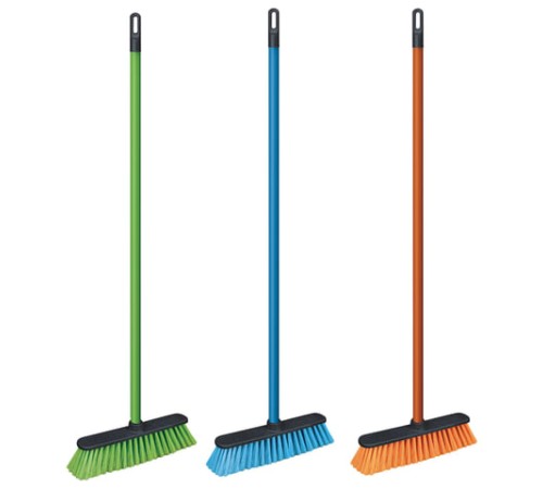 Щетка для уборки с черенком 110 см, ширина 31 см, щетина 7 см, пластиковая, еврорезьба, AZUR, 51030