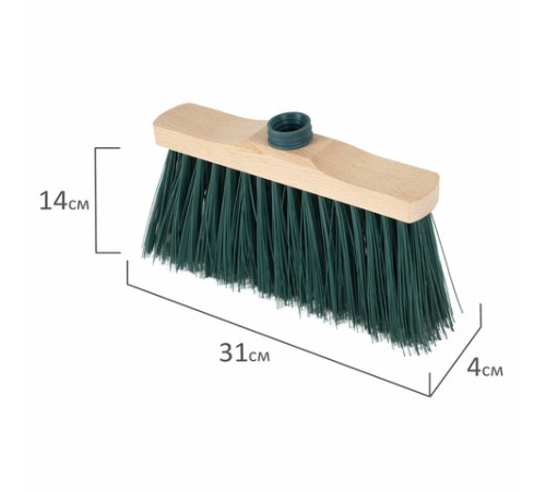 Щетка для уборки, ширина 31 см, щетина 14 см, деревянная, крепление еврорезьба, YORK 