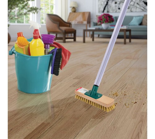 Щетка для уборки шробер (скраббер) ширина 23 см, щетина 2,5 см, деревянная, крепление еврорезьба, YORK, 300