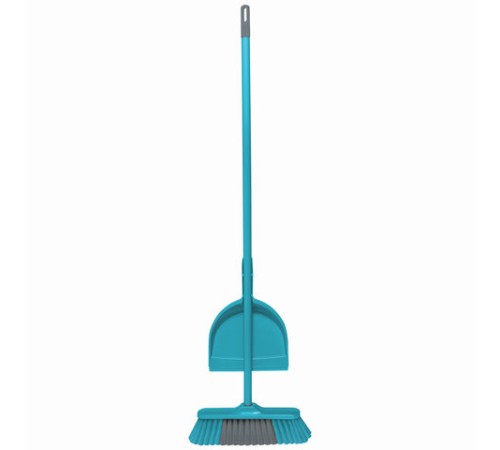 Щетка для уборки с черенком 110 см, комплект с совком, ширина 32 см, щетина 7 см, еврорезьба, YORK 