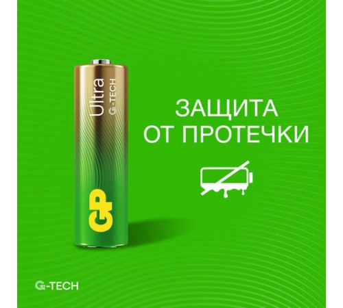 Батарейки КОМПЛЕКТ 2 шт., GP Ultra G-Tech, AA (LR6,15А), алкалиновые, пальчиковые, 15AUA21-2CRSBC2