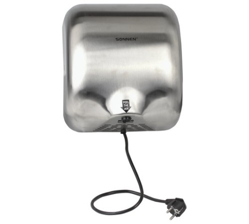 Сушилка для рук SONNEN HD-999, 1800 Вт, нержавеющая сталь, антивандальная, хром, 604746