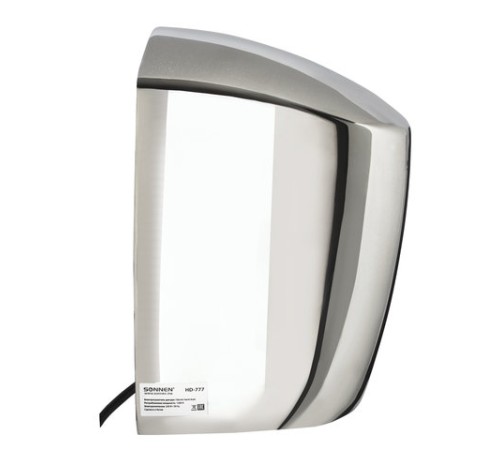 Сушилка для рук SONNEN HD-777, 1200 Вт, нержавеющая сталь, антивандальная, хром, 604748