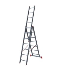 Лестница-трансформер 3-х секционная 3х7 ступеней, высота 4,5 м (3 секции по 1,9 м), нагрузка 150 кг, алюминий, НОВАЯ ВЫСОТА, 1230307