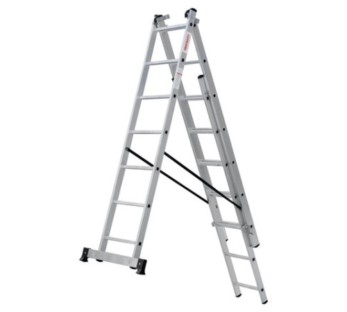 Лестница-трансформер 3-х секционная 3х7 ступеней, высота 4,5 м (3 секции по 1,9 м), нагрузка 150 кг, алюминий, НОВАЯ ВЫСОТА, 1230307