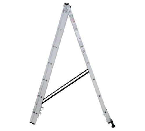 Лестница-трансформер 3-х секционная 3х7 ступеней, высота 4,5 м (3 секции по 1,9 м), нагрузка 150 кг, алюминий, НОВАЯ ВЫСОТА, 1230307