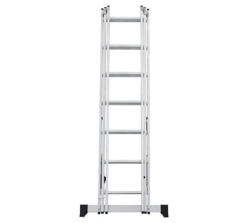 Лестница-трансформер 3-х секционная 3х7 ступеней, высота 4,5 м (3 секции по 1,9 м), нагрузка 150 кг, алюминий, НОВАЯ ВЫСОТА, 1230307