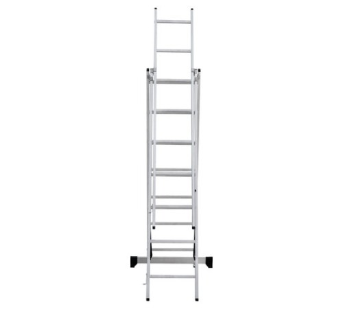 Лестница-трансформер 3-х секционная 3х7 ступеней, высота 4,5 м (3 секции по 1,9 м), нагрузка 150 кг, алюминий, НОВАЯ ВЫСОТА, 1230307