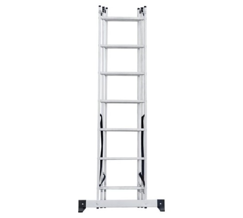Лестница-трансформер 3-х секционная 3х7 ступеней, высота 4,5 м (3 секции по 1,9 м), нагрузка 150 кг, алюминий, НОВАЯ ВЫСОТА, 1230307