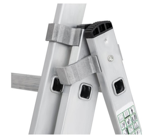 Лестница-трансформер 3-х секционная 3х7 ступеней, высота 4,5 м (3 секции по 1,9 м), нагрузка 150 кг, алюминий, НОВАЯ ВЫСОТА, 1230307