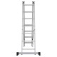 Лестница-трансформер 3-х секционная 3х7 ступеней, высота 4,5 м (3 секции по 1,9 м), нагрузка 150 кг, алюминий, НОВАЯ ВЫСОТА, 1230307