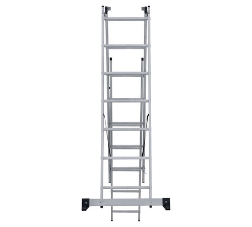 Лестница-трансформер 3-х секционная 3х7 ступеней, высота 4,5 м (3 секции по 1,9 м), нагрузка 150 кг, алюминий, НОВАЯ ВЫСОТА, 1230307