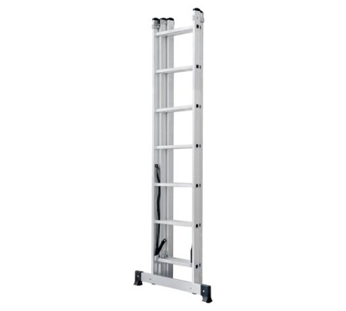 Лестница-трансформер 3-х секционная 3х7 ступеней, высота 4,5 м (3 секции по 1,9 м), нагрузка 150 кг, алюминий, НОВАЯ ВЫСОТА, 1230307