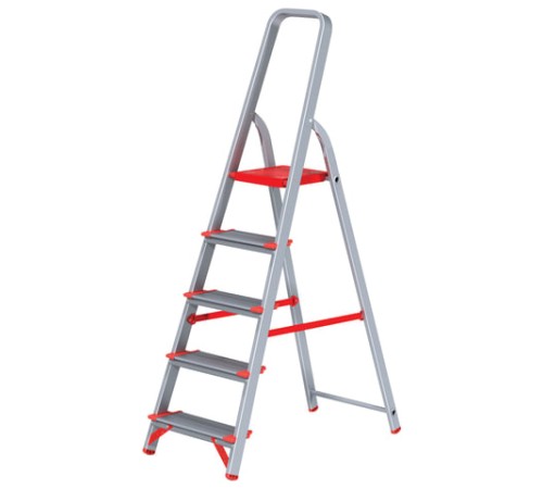 Стремянка алюминиевая 5 ШИРОКИХ СТУПЕНЕЙ 13 см, площадка 1,1 м, нагрузка 225 кг, вес 6 кг, НОВАЯ ВЫСОТА, 3117105, 5110105/3117105