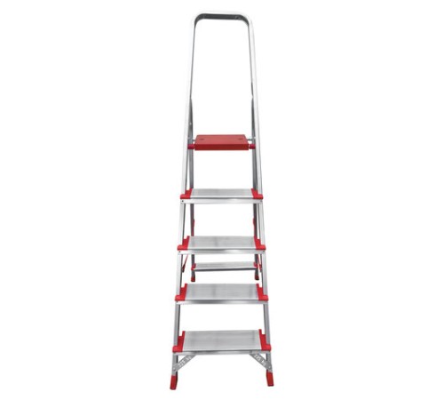 Стремянка алюминиевая 5 ШИРОКИХ СТУПЕНЕЙ 13 см, площадка 1,1 м, нагрузка 225 кг, вес 6 кг, НОВАЯ ВЫСОТА, 3117105, 5110105/3117105