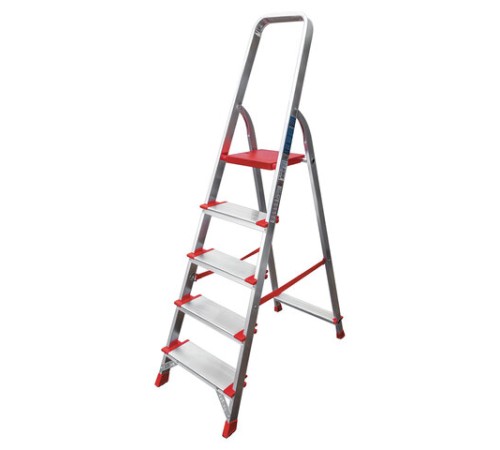 Стремянка алюминиевая 5 ШИРОКИХ СТУПЕНЕЙ 13 см, площадка 1,1 м, нагрузка 225 кг, вес 6 кг, НОВАЯ ВЫСОТА, 3117105, 5110105/3117105