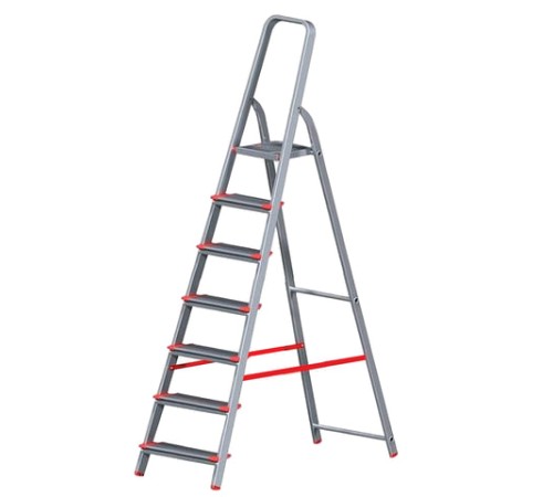 Стремянка алюминиевая 7 ШИРОКИХ СТУПЕНЕЙ 13 см, площадка 1,5 м, нагрузка 225 кг, вес 8 кг, НОВАЯ ВЫСОТА, 3117107, 5110107/3117107
