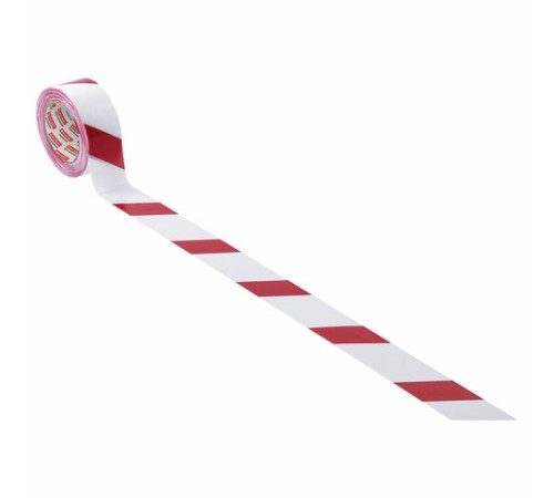 Лента оградительная сигнальная красно-белая, 50 мм х 200 м, BRAUBERG 