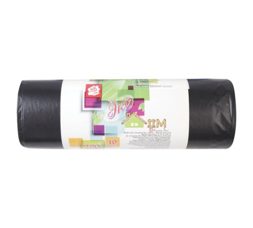 Мешки для мусора 220 л, черные, в рулоне 10 шт., ПВД, 29 мкм, 83х110 см, КБ, 