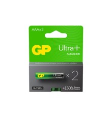 Батарейки КОМПЛЕКТ 2 шт., GP Ultra Plus G-Tech, AAA (LR03), алкалиновые, мизинчиковые, 24AUPA21-2CRSB2