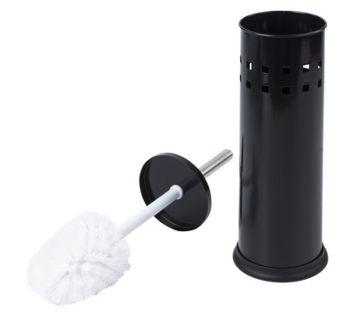 Ершик для унитаза с подставкой, металл, черный, глянцевый, LAIMA, 604960