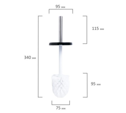 Ершик для унитаза с подставкой, металл, черный, глянцевый, LAIMA, 604960