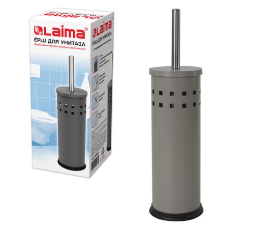 Ершик для унитаза с подставкой, металл, серый, матовый, LAIMA, 604961