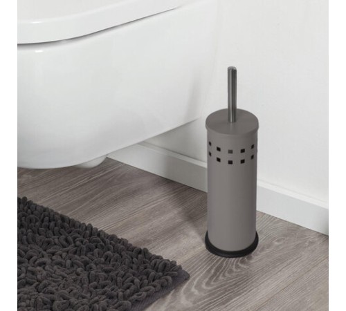 Ершик для унитаза с подставкой, металл, серый, матовый, LAIMA, 604961